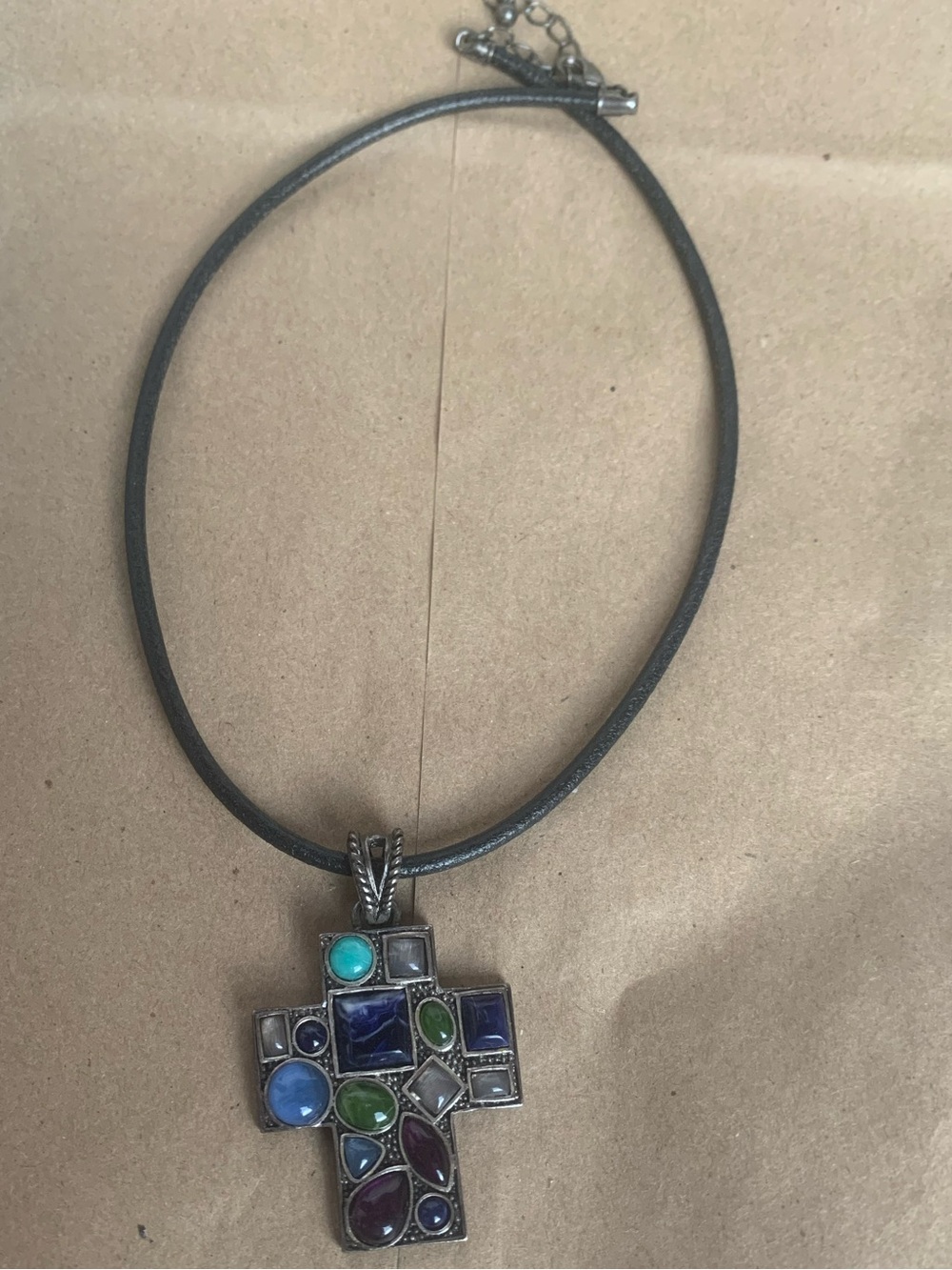 Multicolor Gemstone Cross Pendant Necklace - Women's Fashion Jewelry